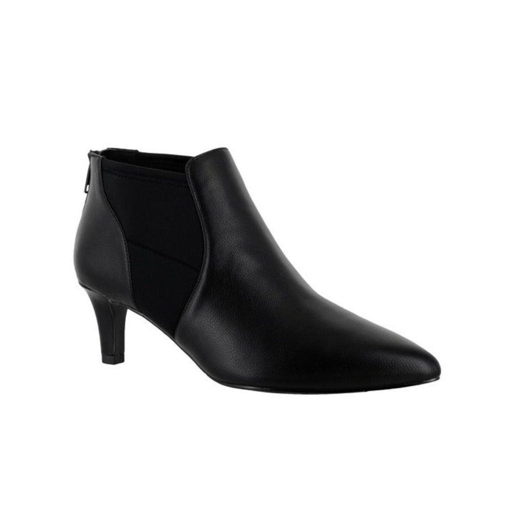 EASY STREET Womens Black Stretch Saint Pointed Toe Kitten Heel Booties 9W
